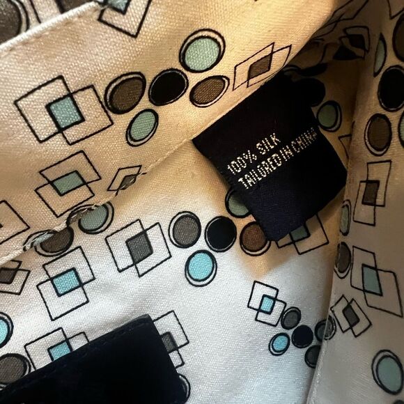 Nat Nast Mens Silk Shirt American Fit Geometric Print Button Down Size Large - Picture 5 of 14